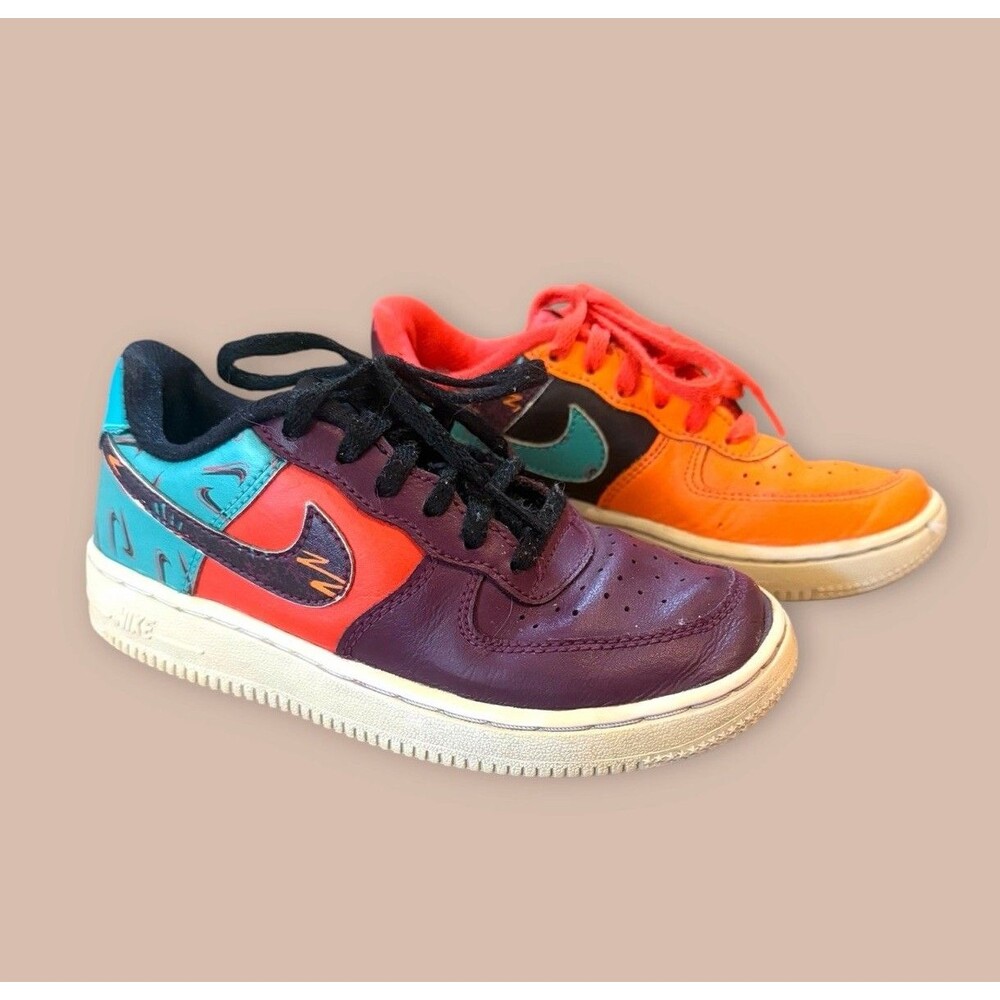 Nike Air Force 1 Unisex Kids Low Top Leather Sneakers Multicolor Lace Up 13
